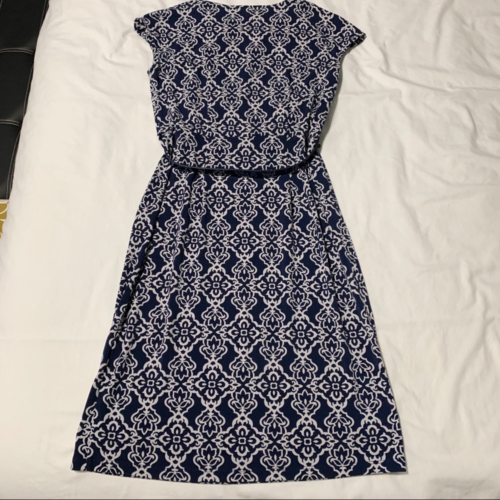 Charter Club  Petite Navy & White Dress w/Belt